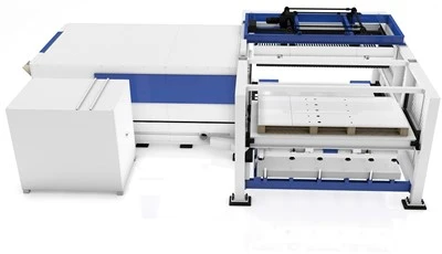 Automatické nakládání a vykládání plechů CNC vláknový laserový řezací stroj s výměnným stolem